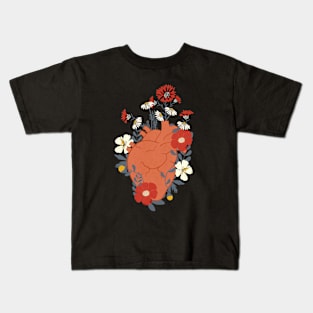 Heart of Flowers - Anatomical Heart Art Kids T-Shirt